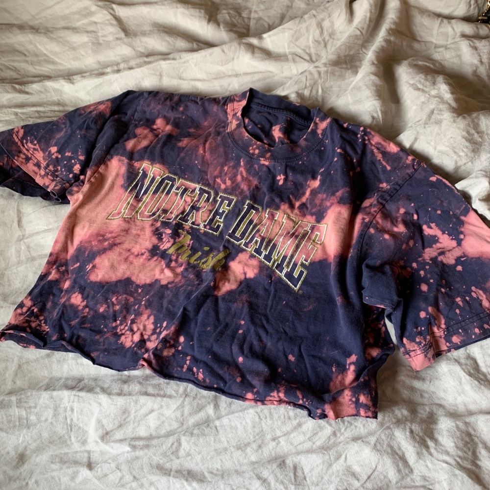 Notre Dame Irish Bleach Dyed Cropped Tee